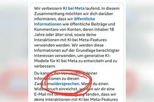 Auf das vierte blaue Wort von oben „Widersprechen“ klicken.